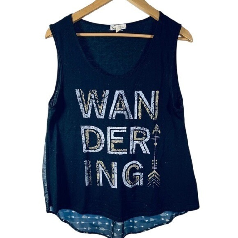 ABOUT A GIRL Wandering Graphic Tank Top Sleeveless Black Arrow‎ Print Casual